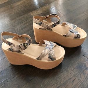 Free People Platform Sandal Suede Snakeskin